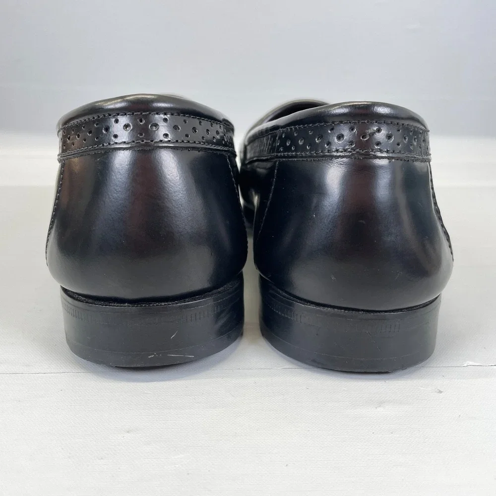 Bass Kiltie Tassel Loafers Mens Size 10.5 EE Black Leather Moc Toe Dress Shoes